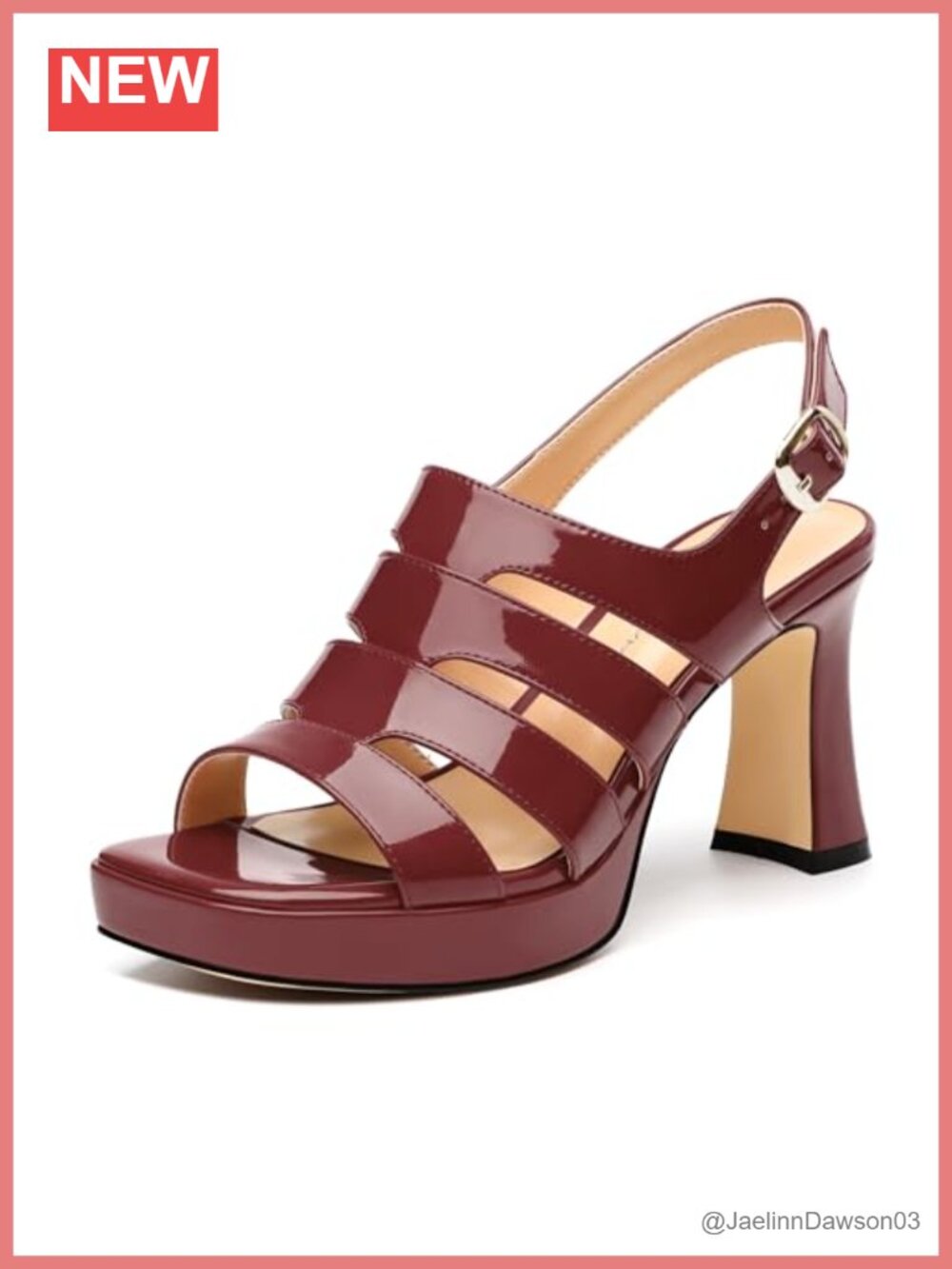 Women Square Open Toe Ankle Strap 3.3 Inch Thick Heel Platform Sandal